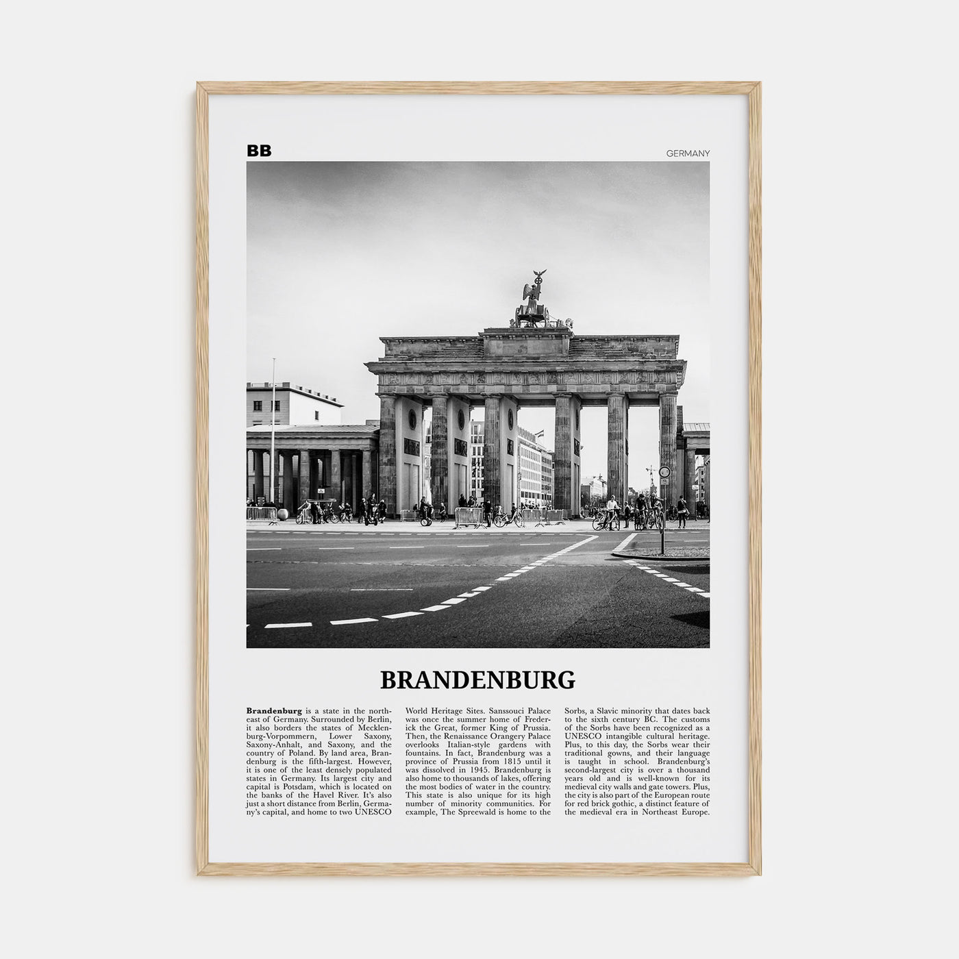 Brandenburg Travel B&W Poster