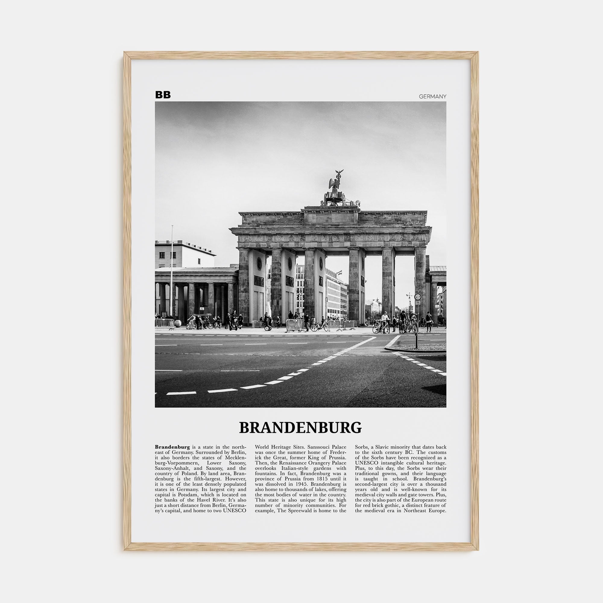 Brandenburg Travel B&W Poster