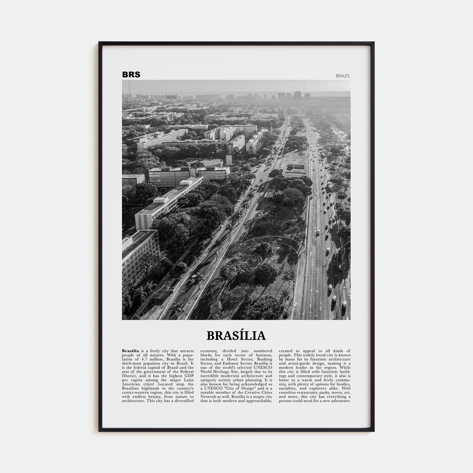 Brasília Travel B&W No 1 Poster