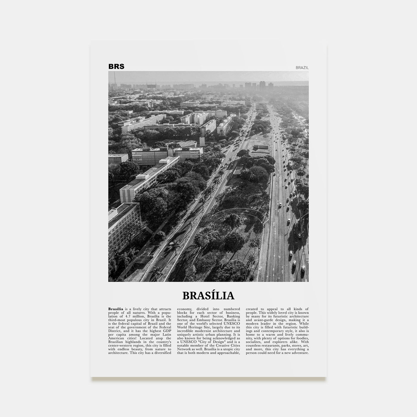 Brasília Travel B&W No 1 Poster