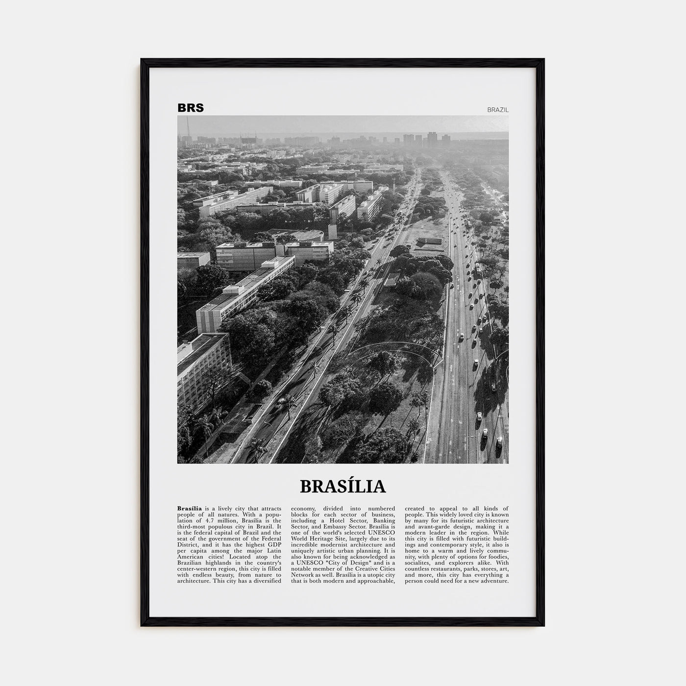 Brasília Travel B&W No 1 Poster