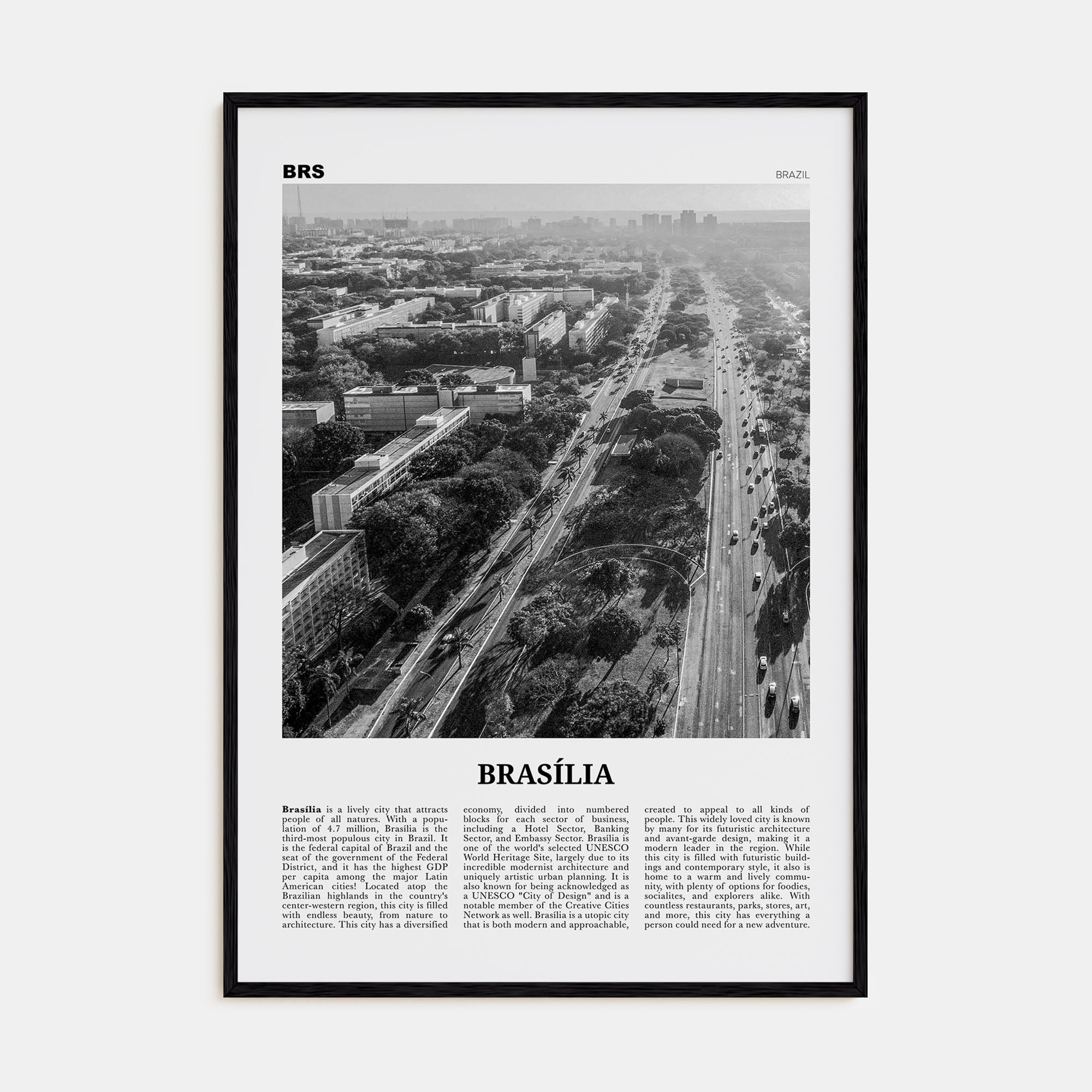 Brasília Travel B&W No 1 Poster