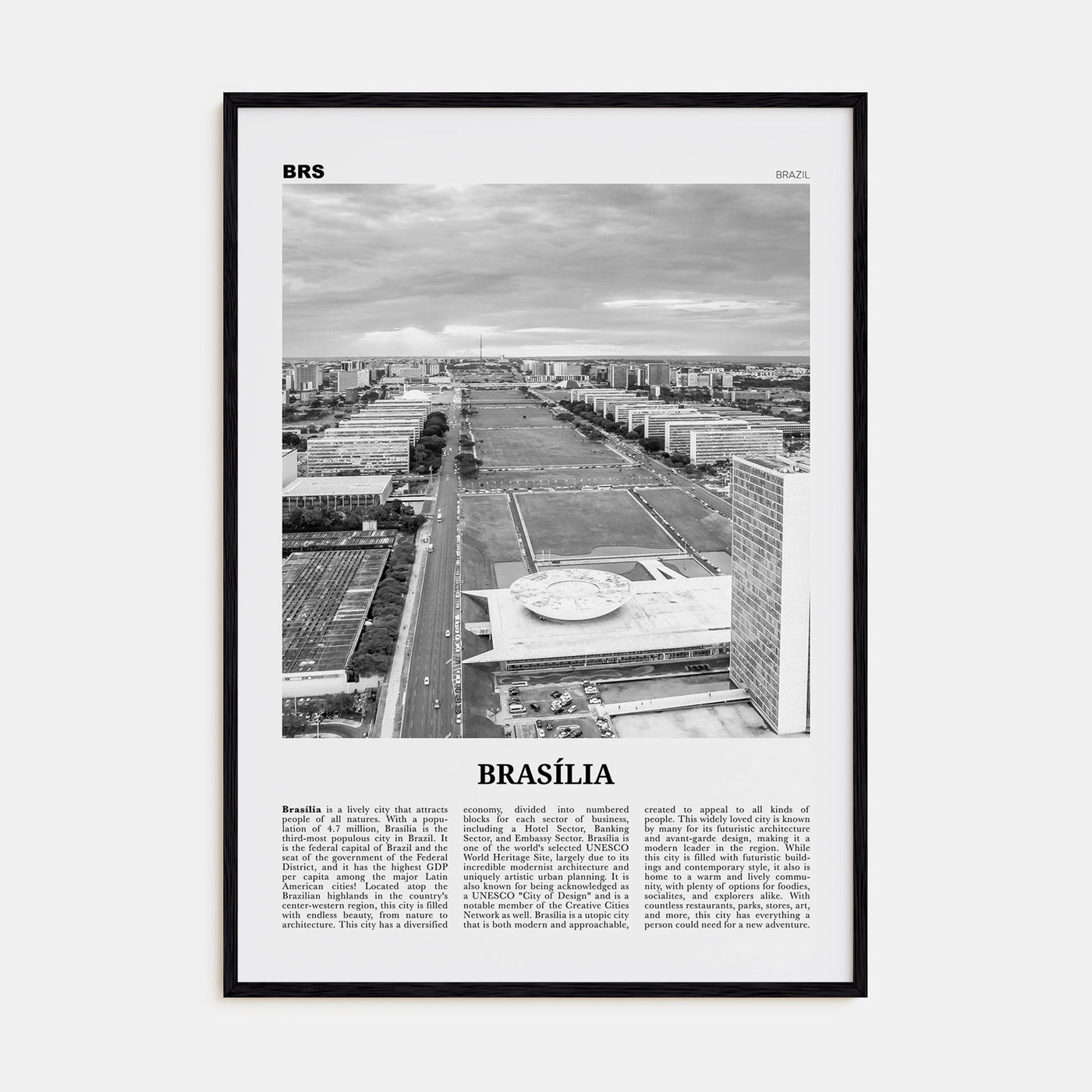 Brasília Travel B&W No 2 Poster