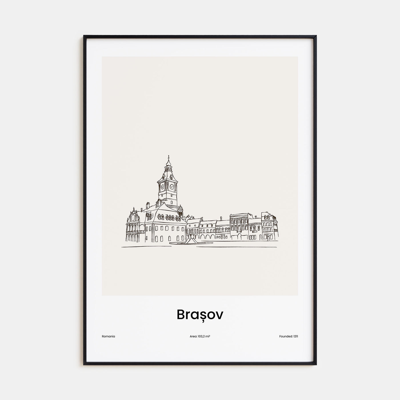 Brasov Drawn Poster
