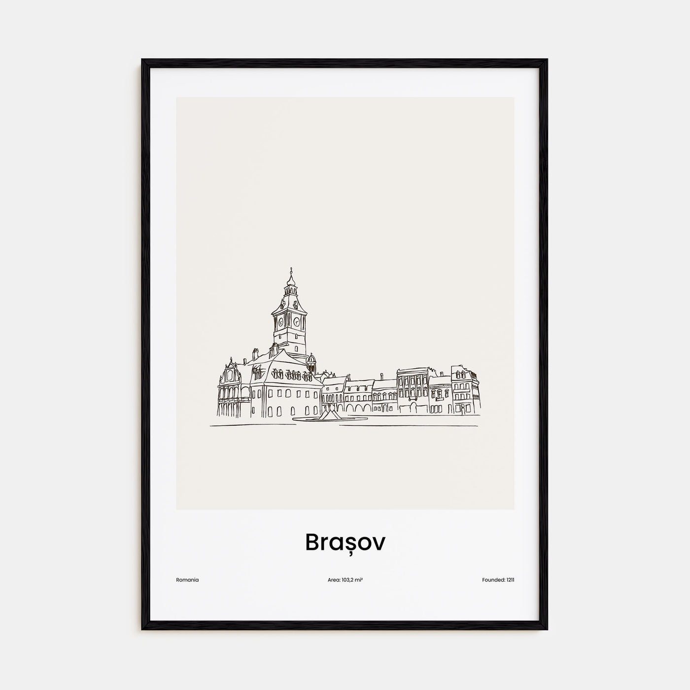 Brasov Drawn Poster