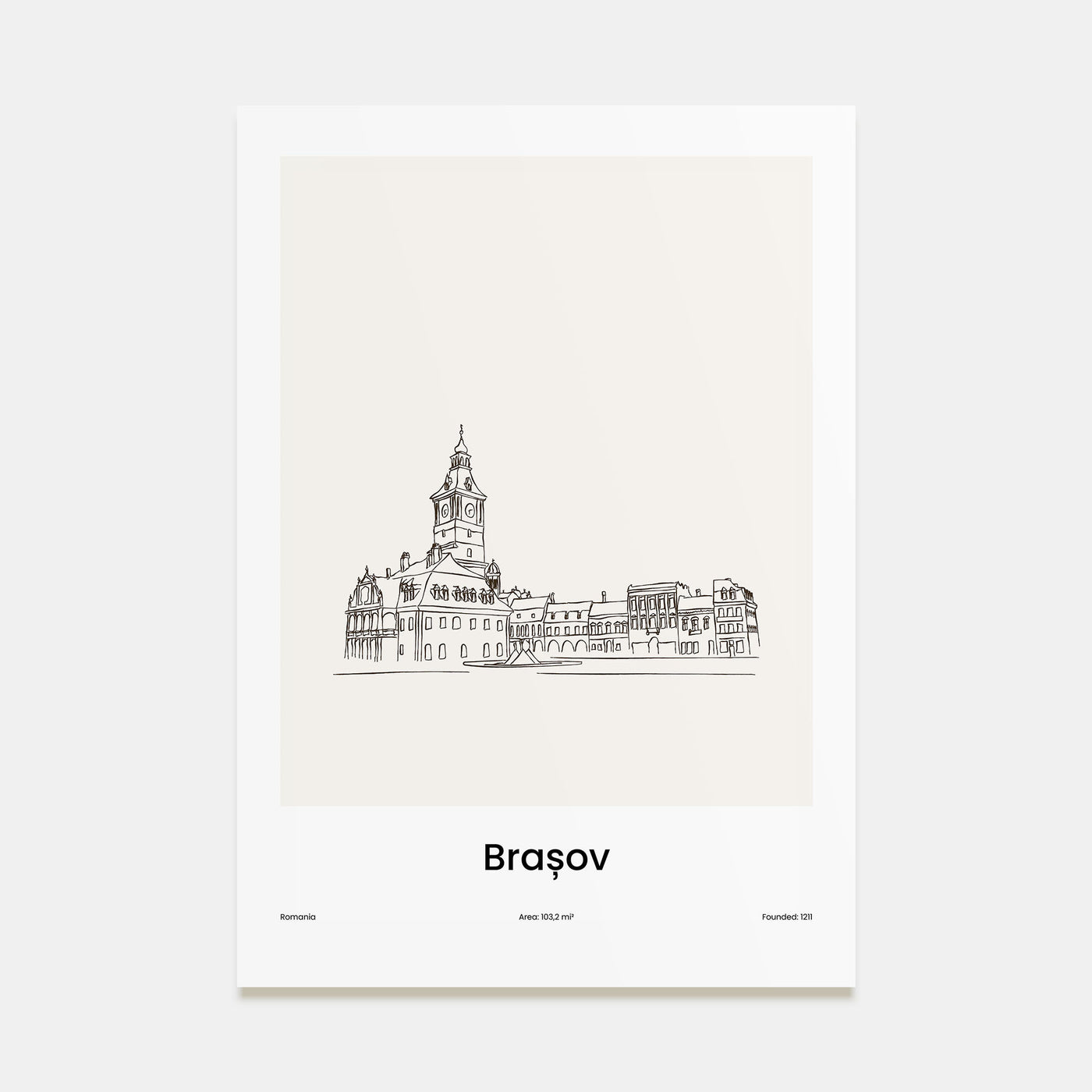 Brasov Drawn Poster