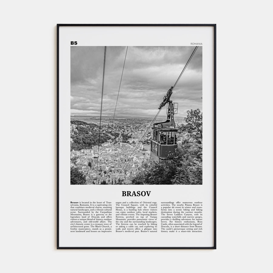 Brasov Travel B&W Poster