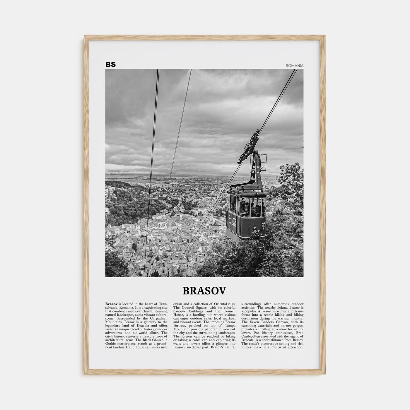 Brasov Travel B&W Poster