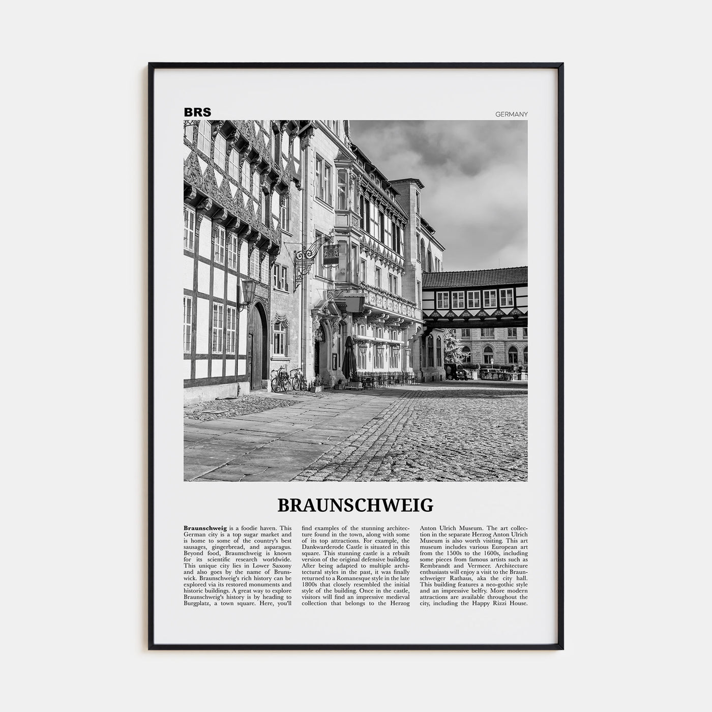 Braunschweig Travel B&W Poster