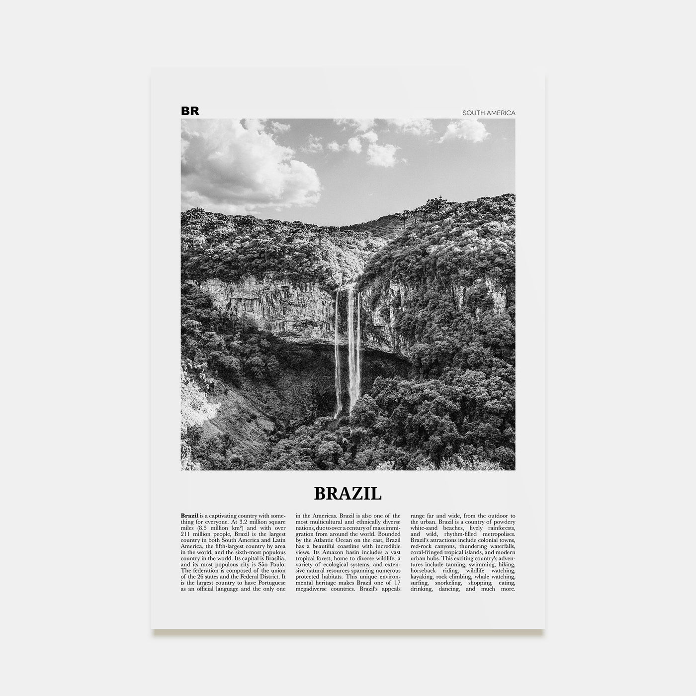 Brazil Travel B&W No 2 Poster