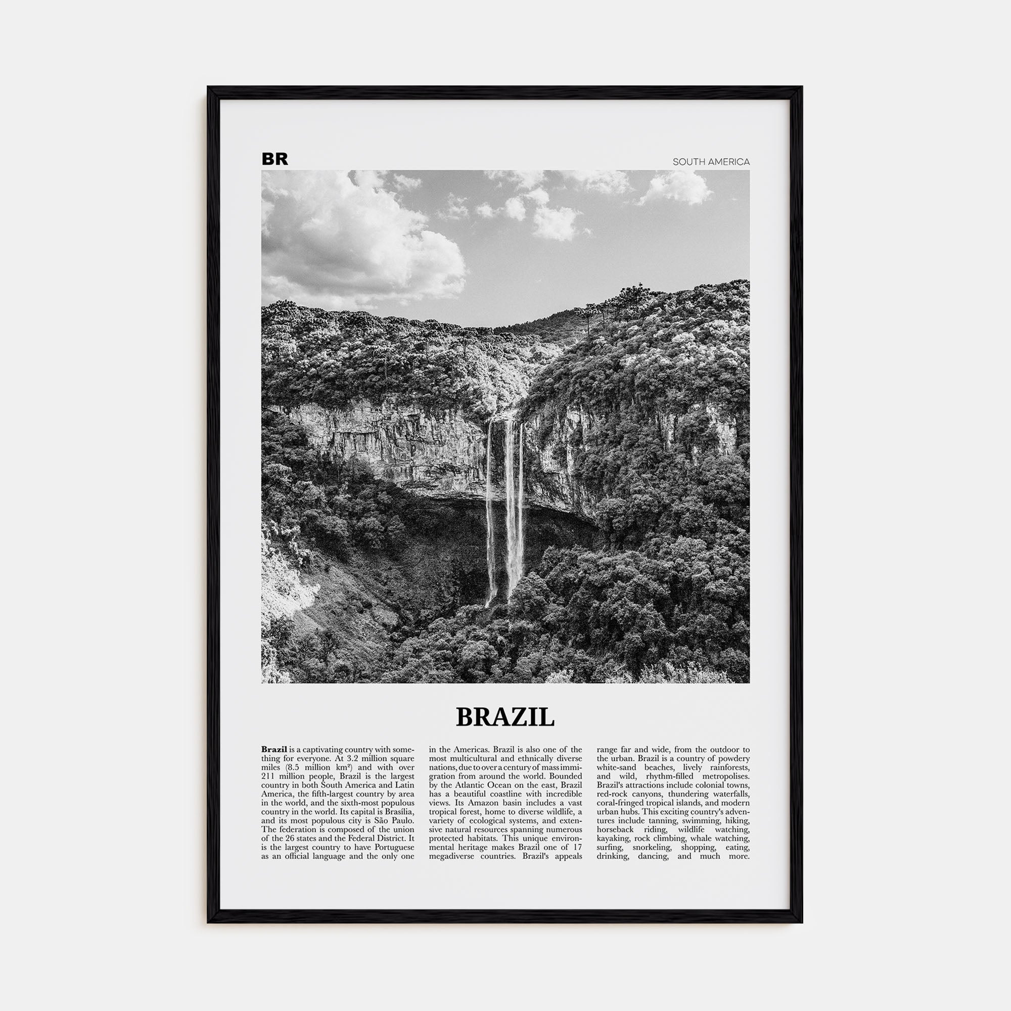 Brazil Travel B&W No 2 Poster