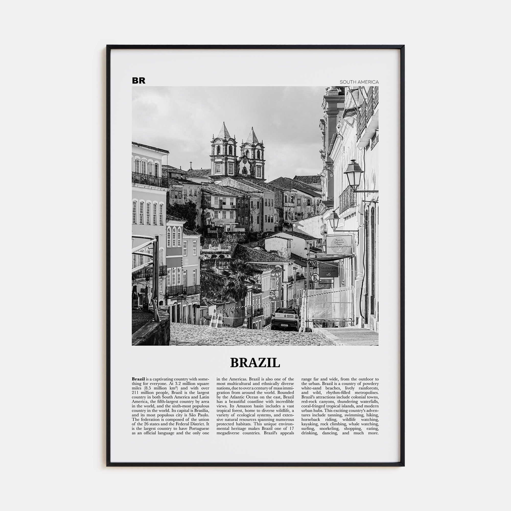 Brazil Travel B&W No 3 Poster