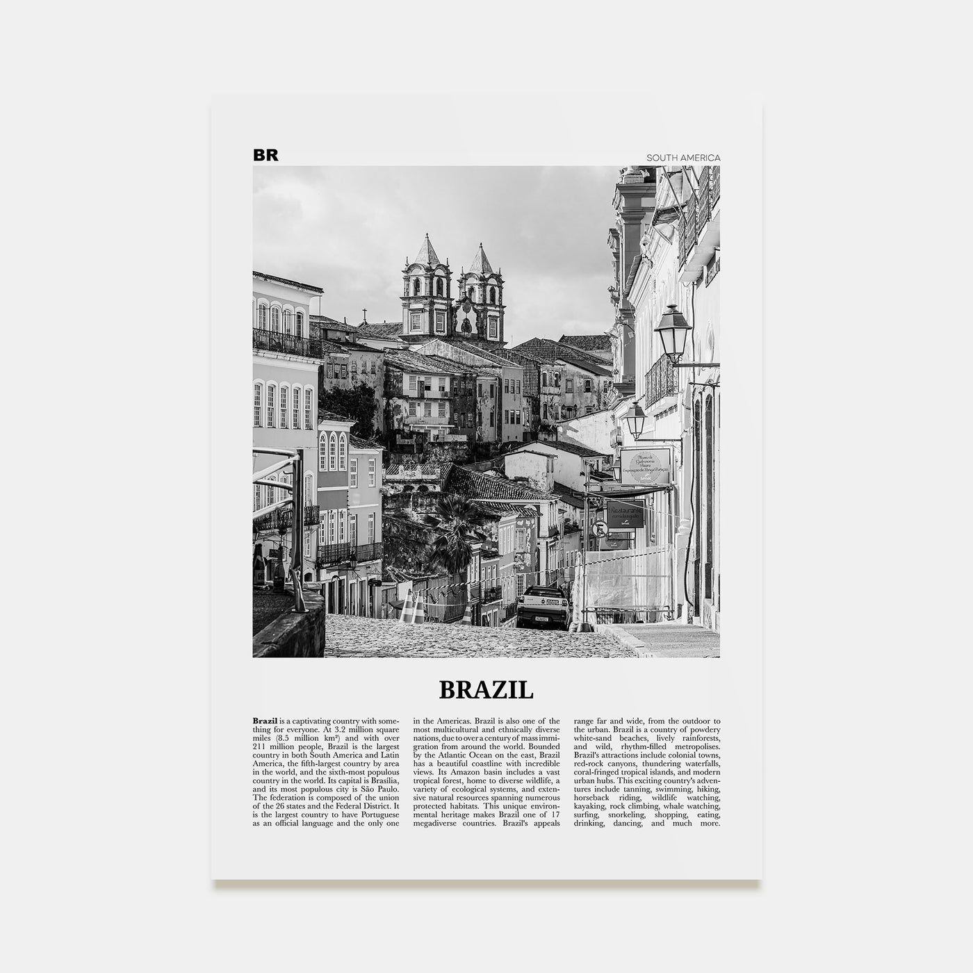 Brazil Travel B&W No 3 Poster