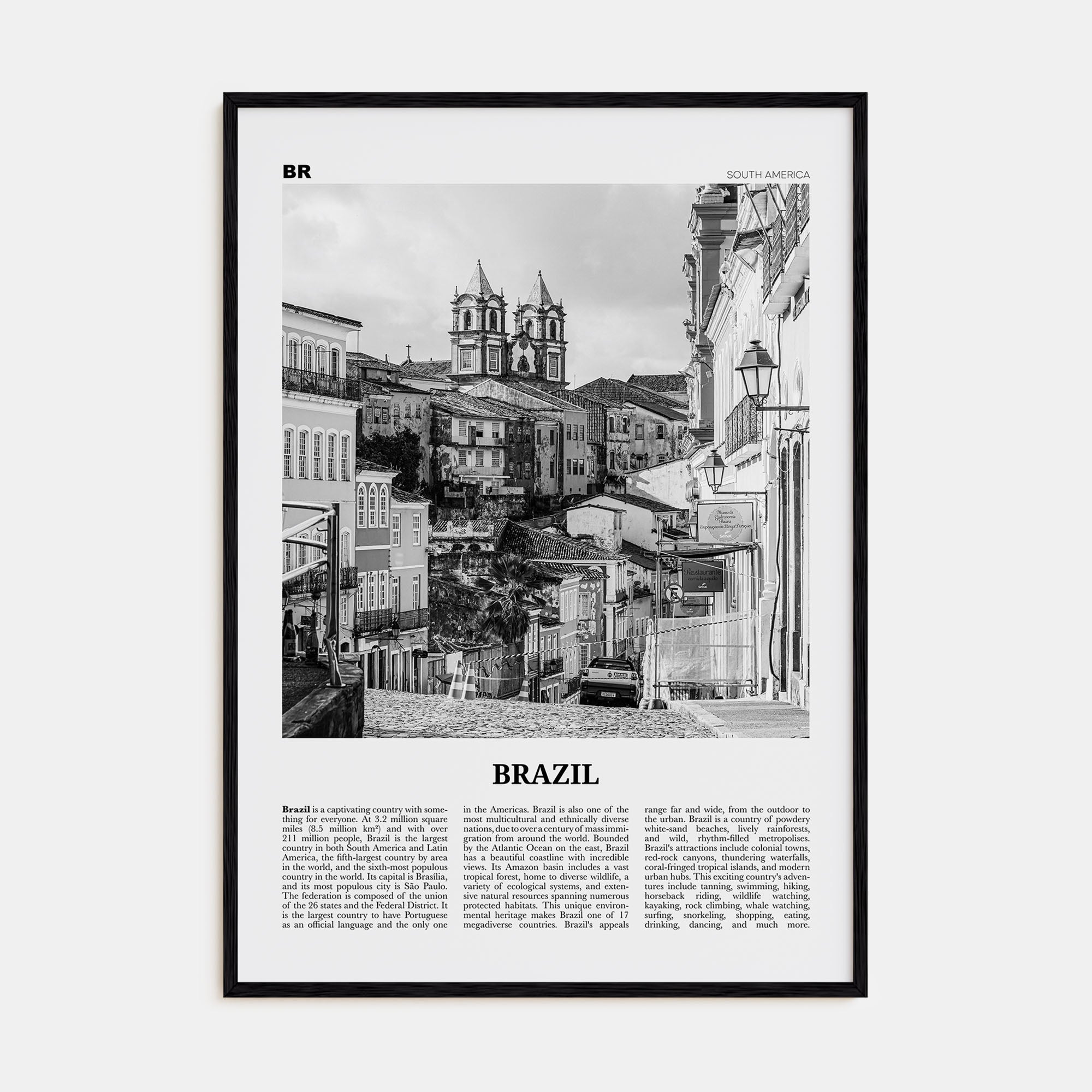 Brazil Travel B&W No 3 Poster