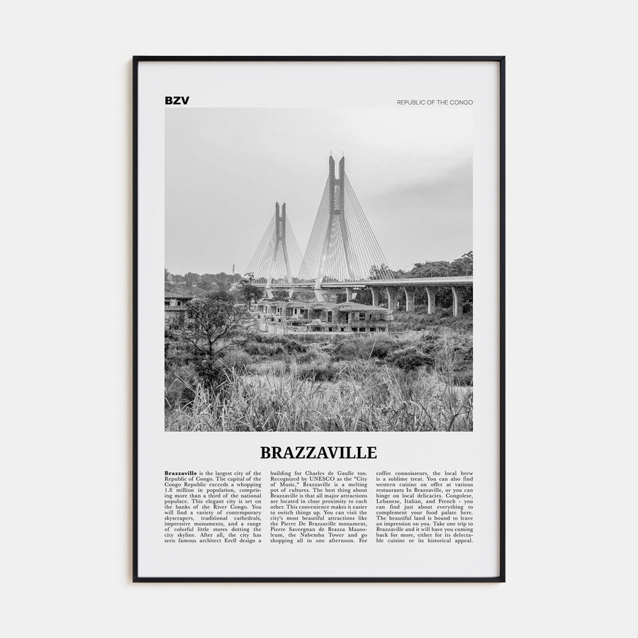 Brazzaville Travel B&W Poster