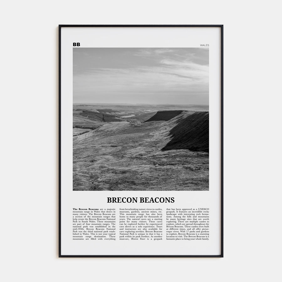 Brecon Beacons Travel B&W Poster