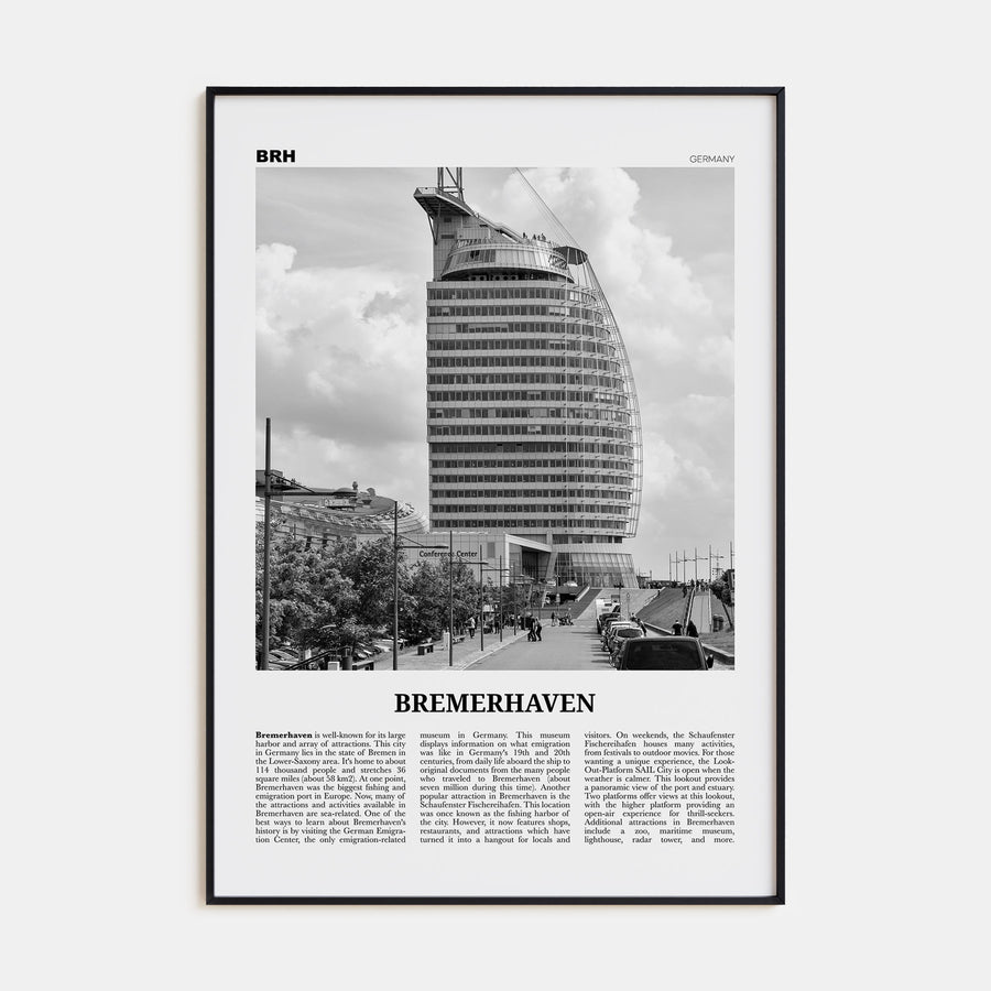 Bremerhaven Travel B&W Poster