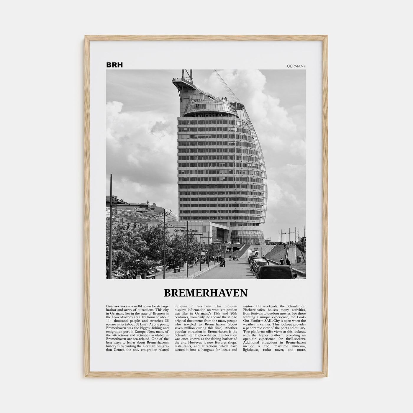 Bremerhaven Travel B&W Poster