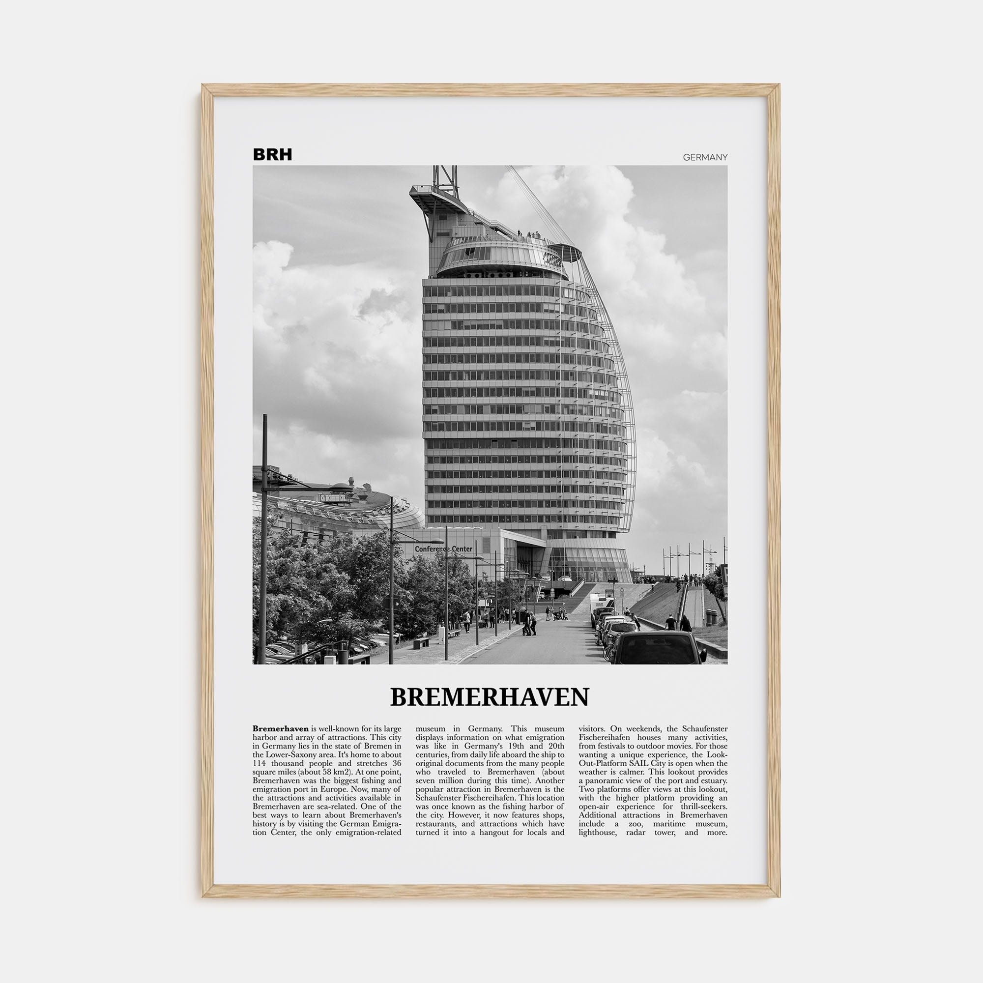 Bremerhaven Travel B&W Poster