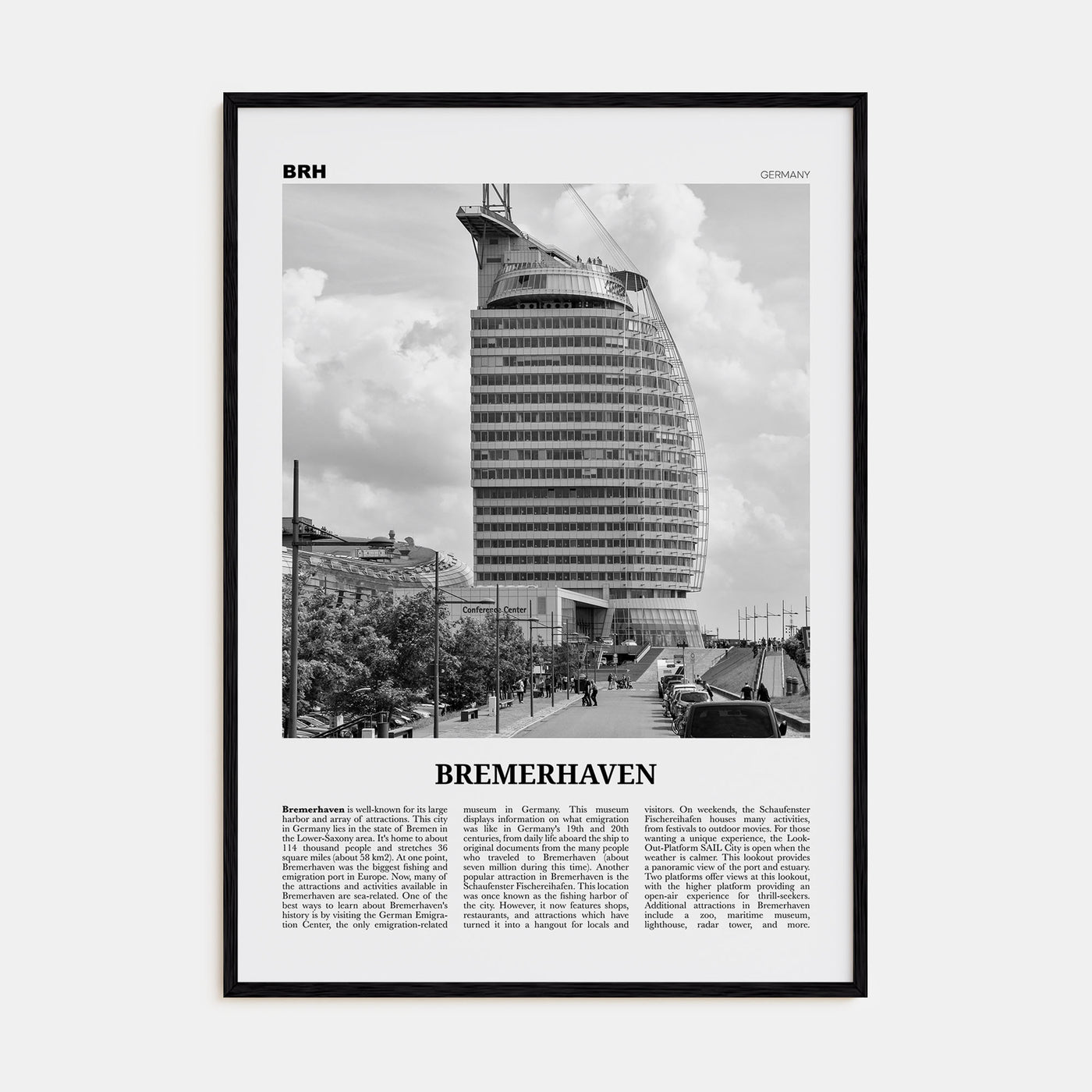 Bremerhaven Travel B&W Poster
