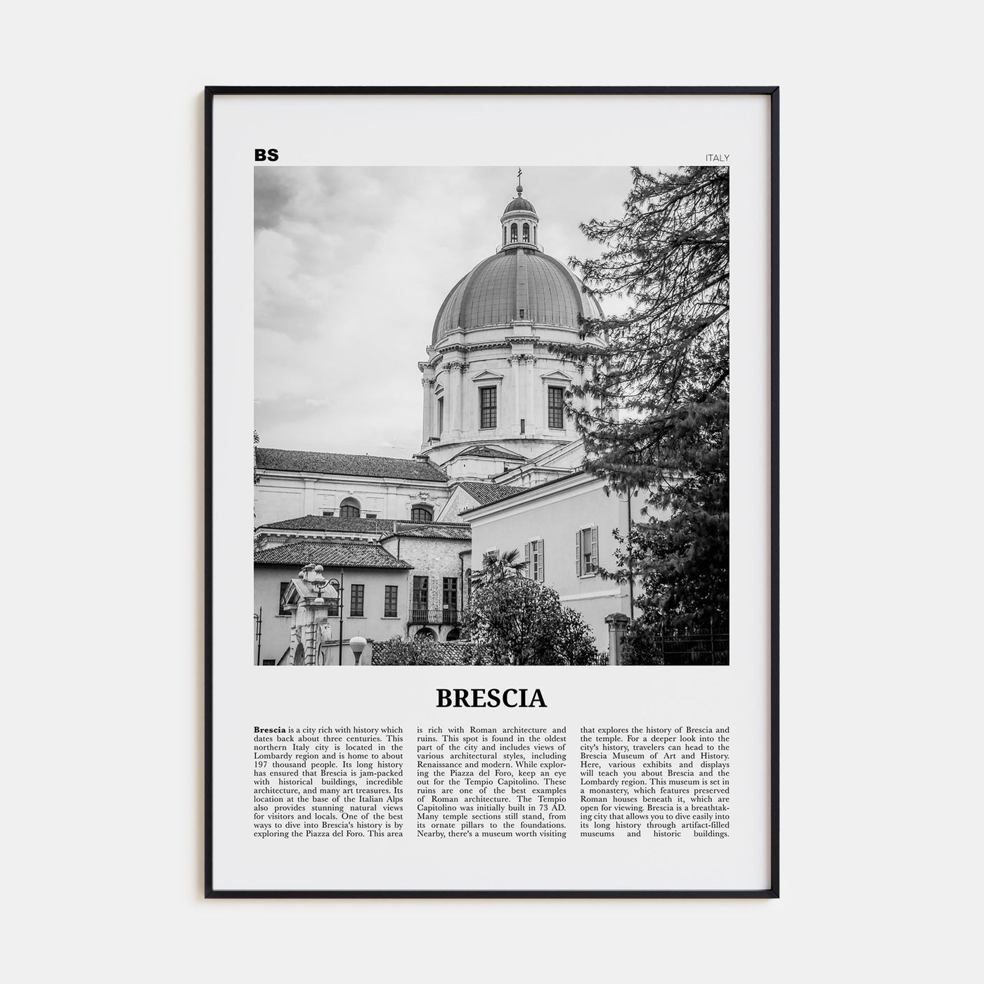 Brescia Travel B&W Poster
