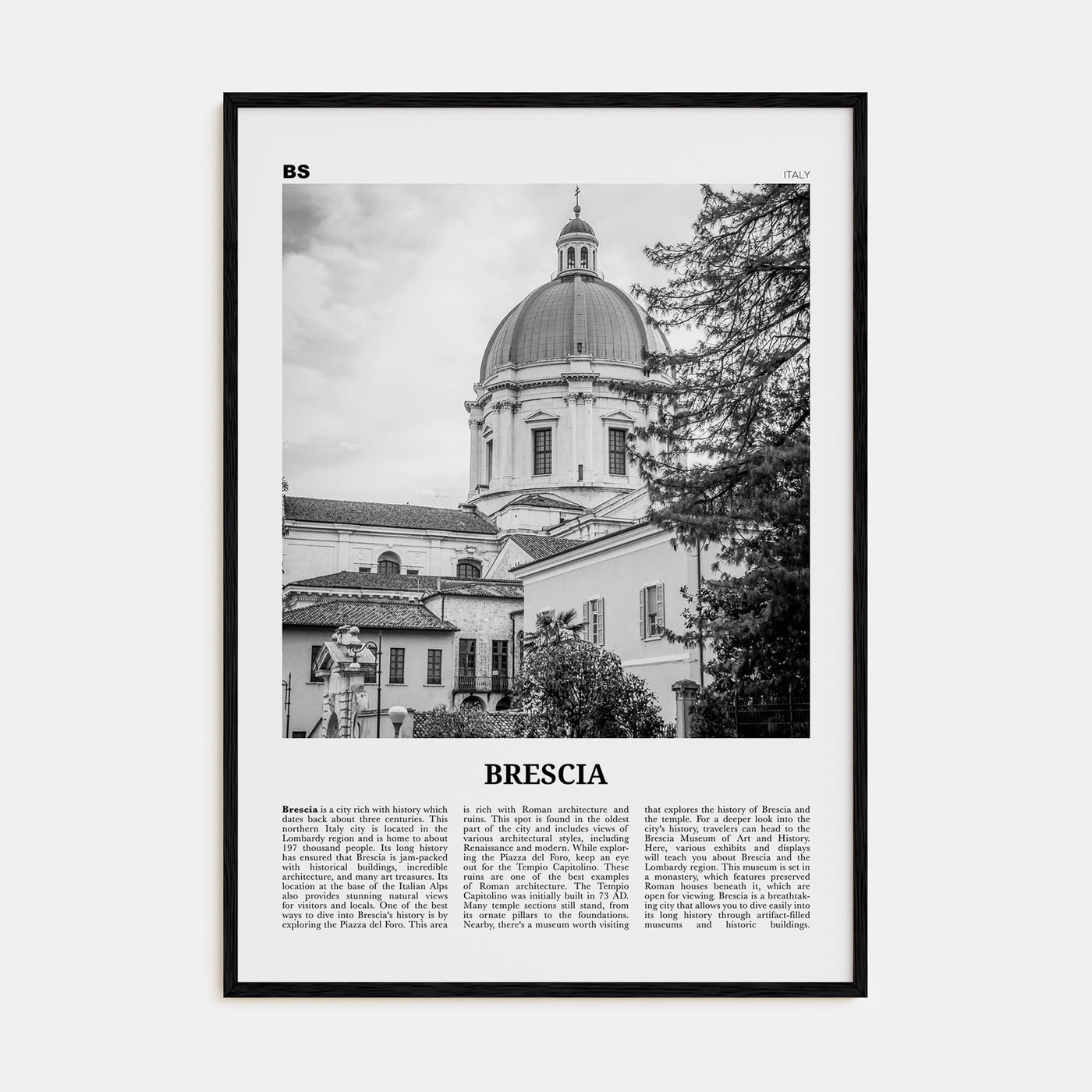 Brescia Travel B&W Poster