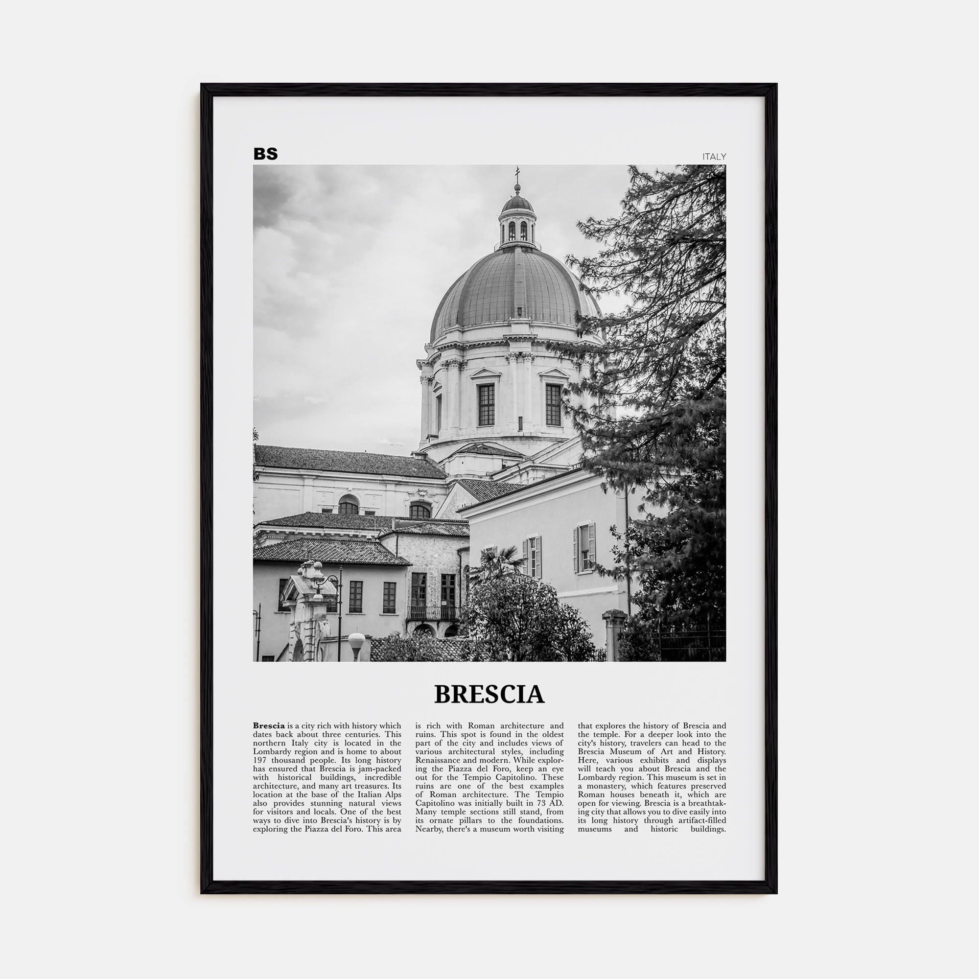 Brescia Travel B&W Poster
