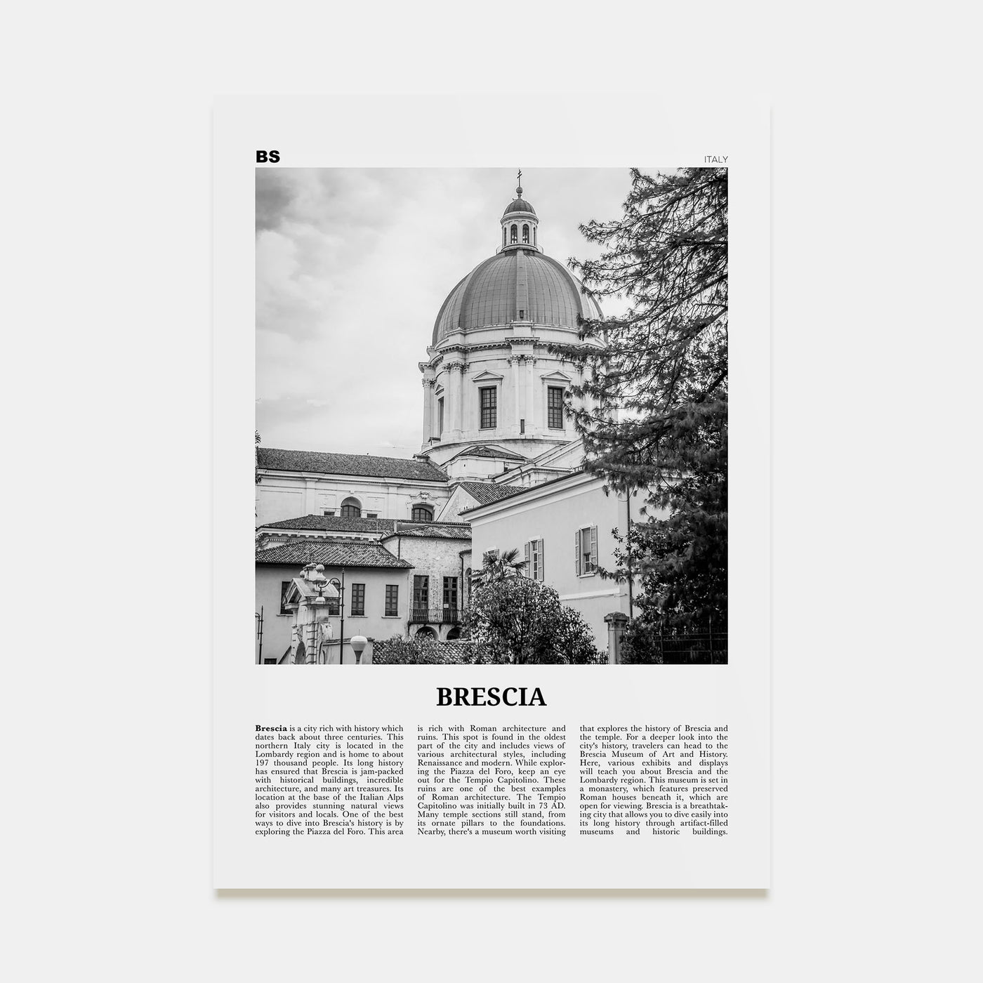 Brescia Travel B&W Poster