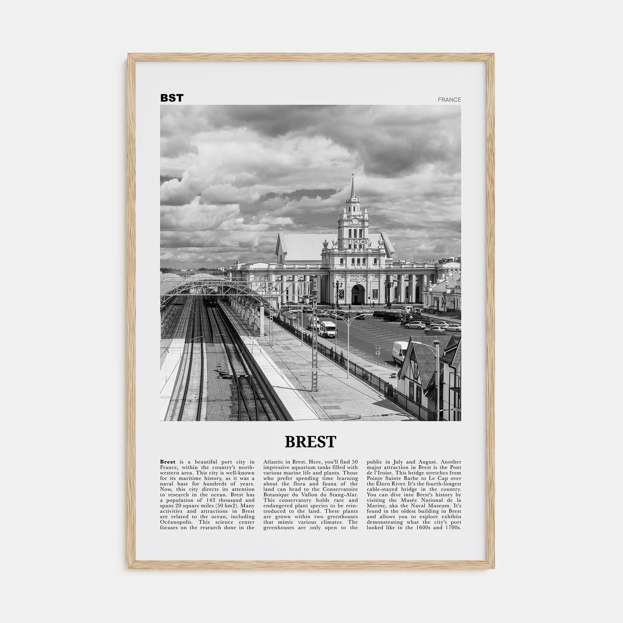 Brest Travel B&W Poster