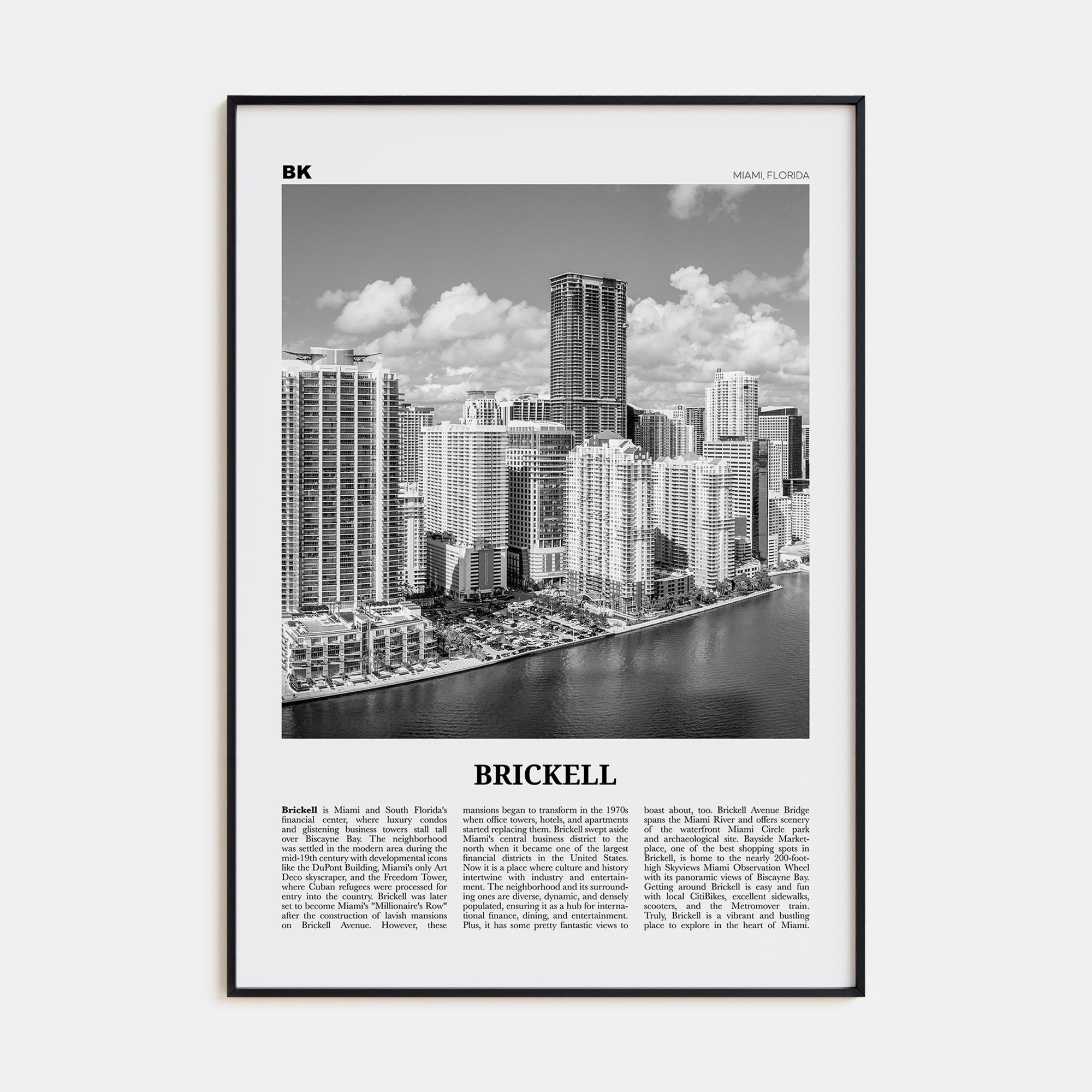 Brickell Travel B&W Poster