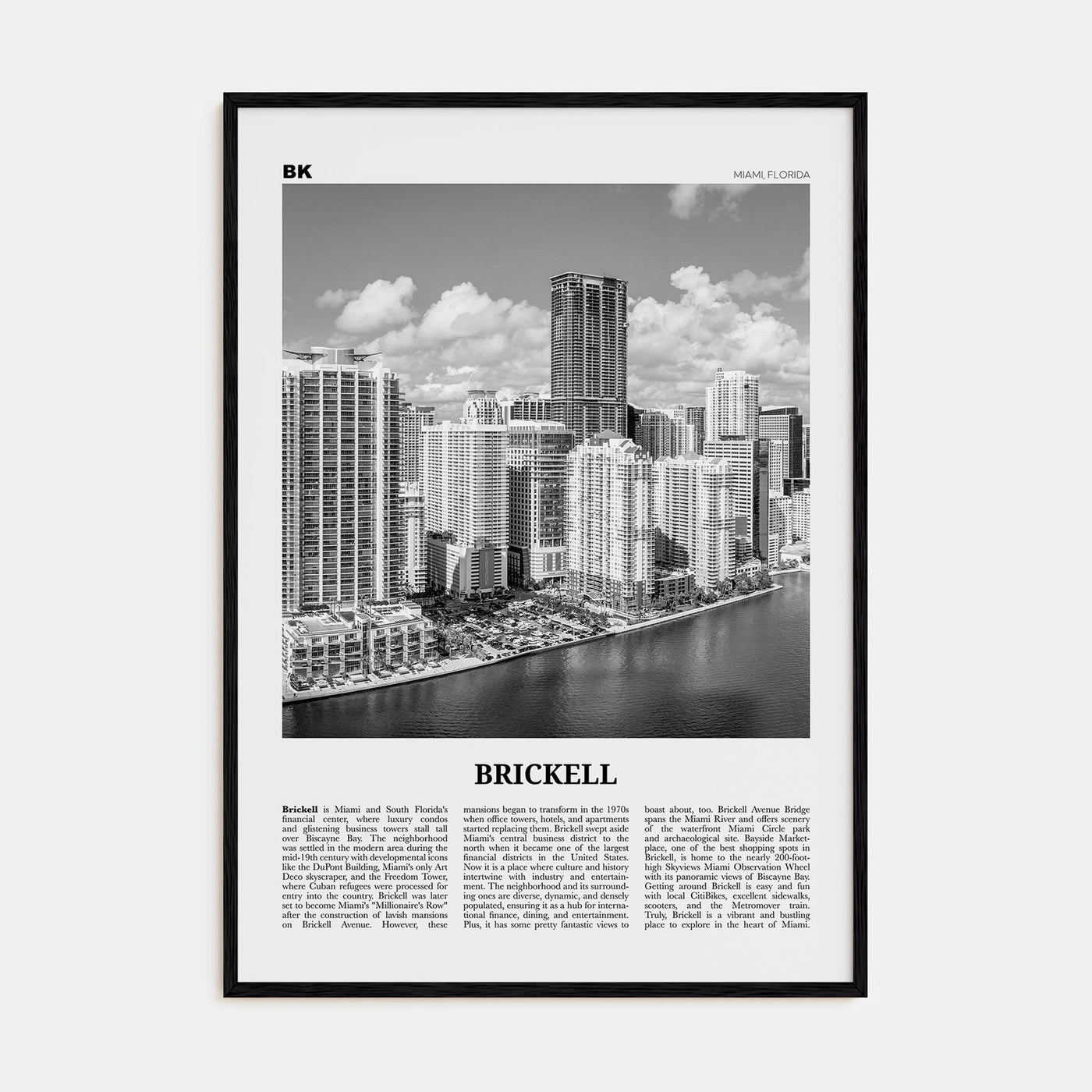 Brickell Travel B&W Poster