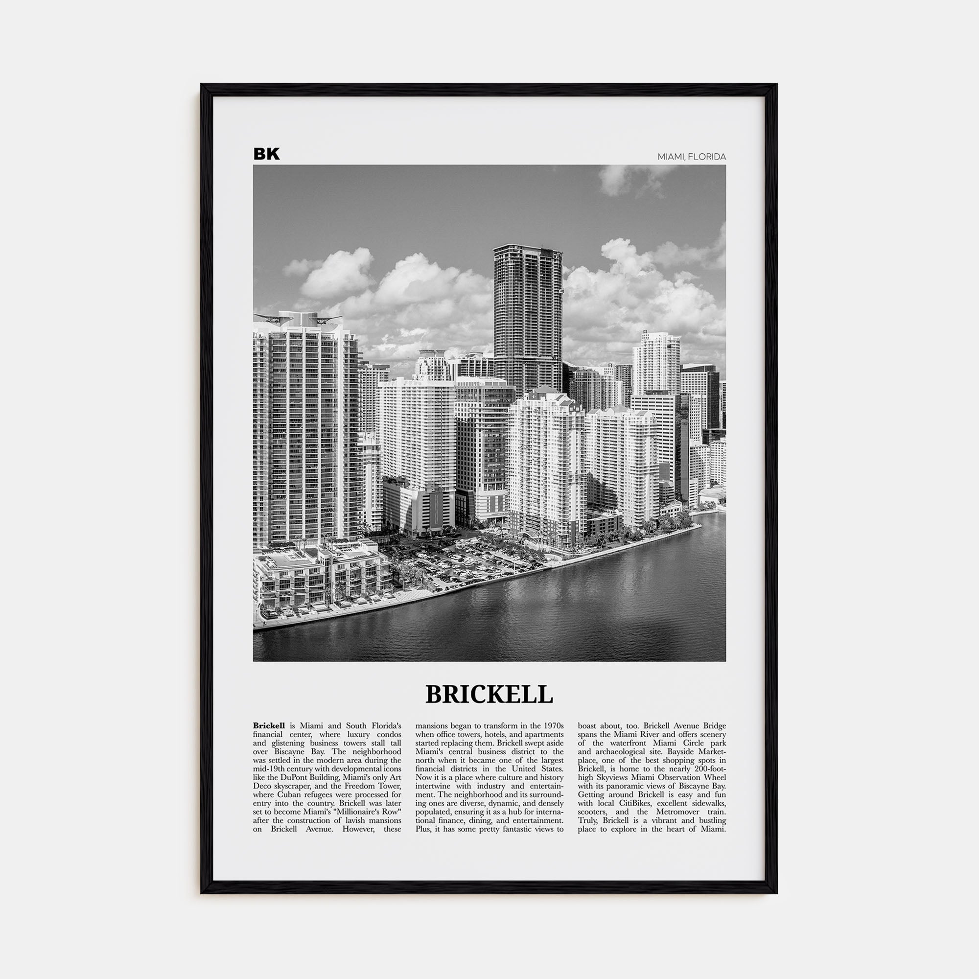 Brickell Travel B&W Poster