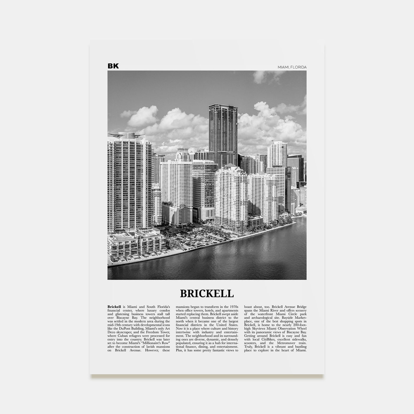 Brickell Travel B&W Poster