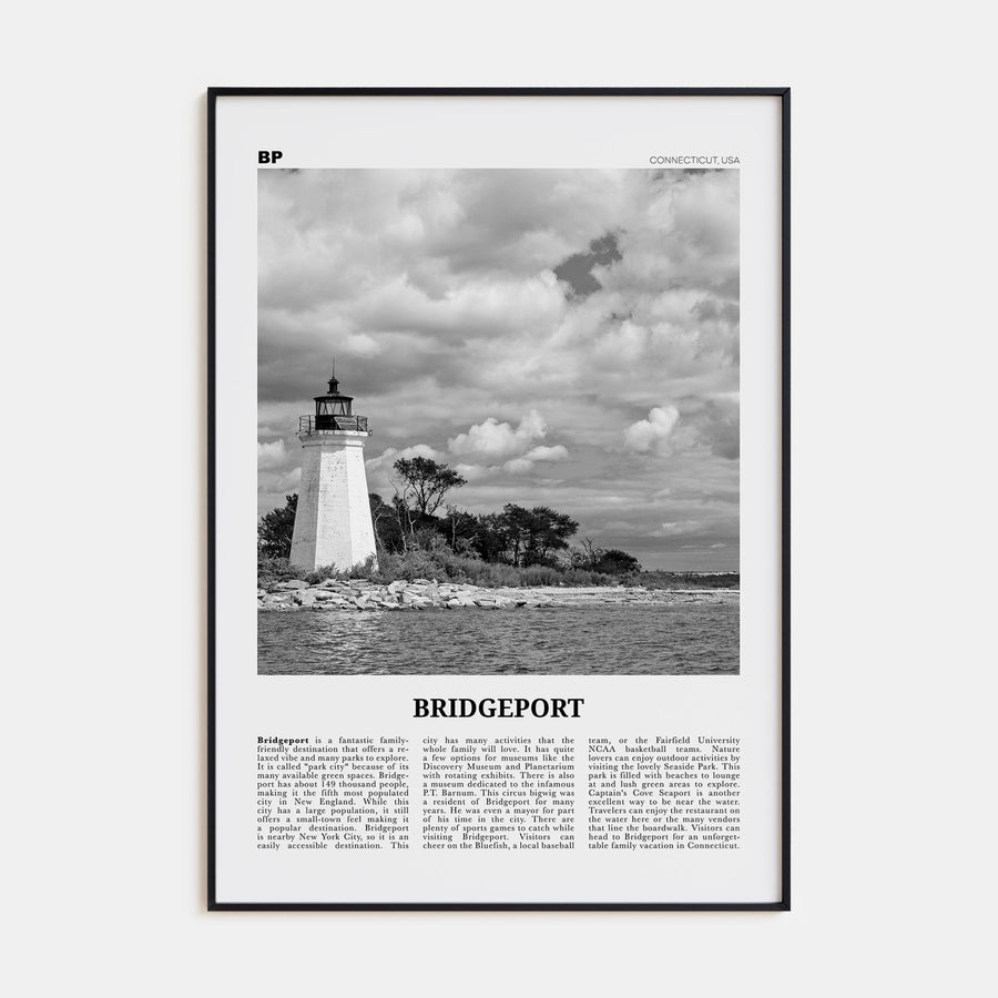 Bridgeport Travel B&W Poster