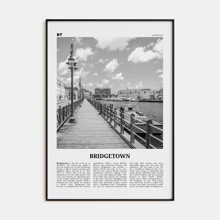Bridgetown Travel B&W Poster