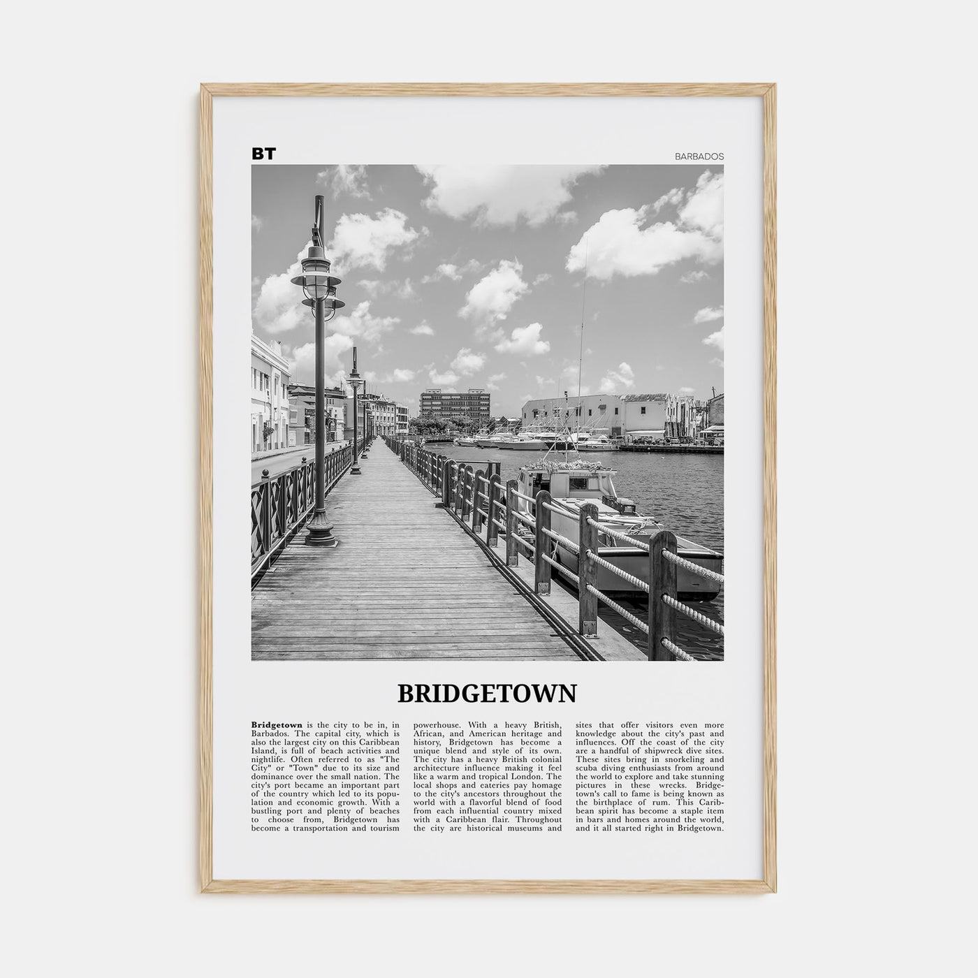 Bridgetown Travel B&W Poster