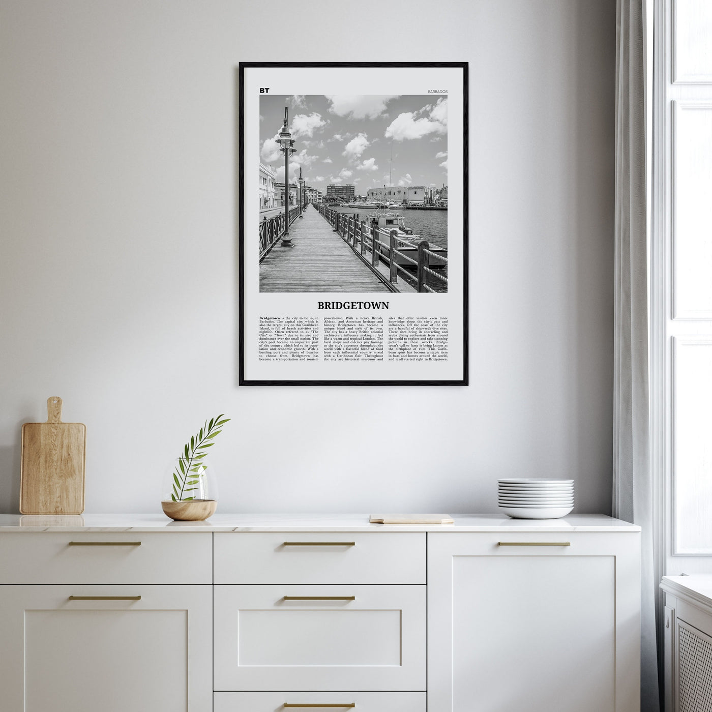 Bridgetown Travel B&W Poster