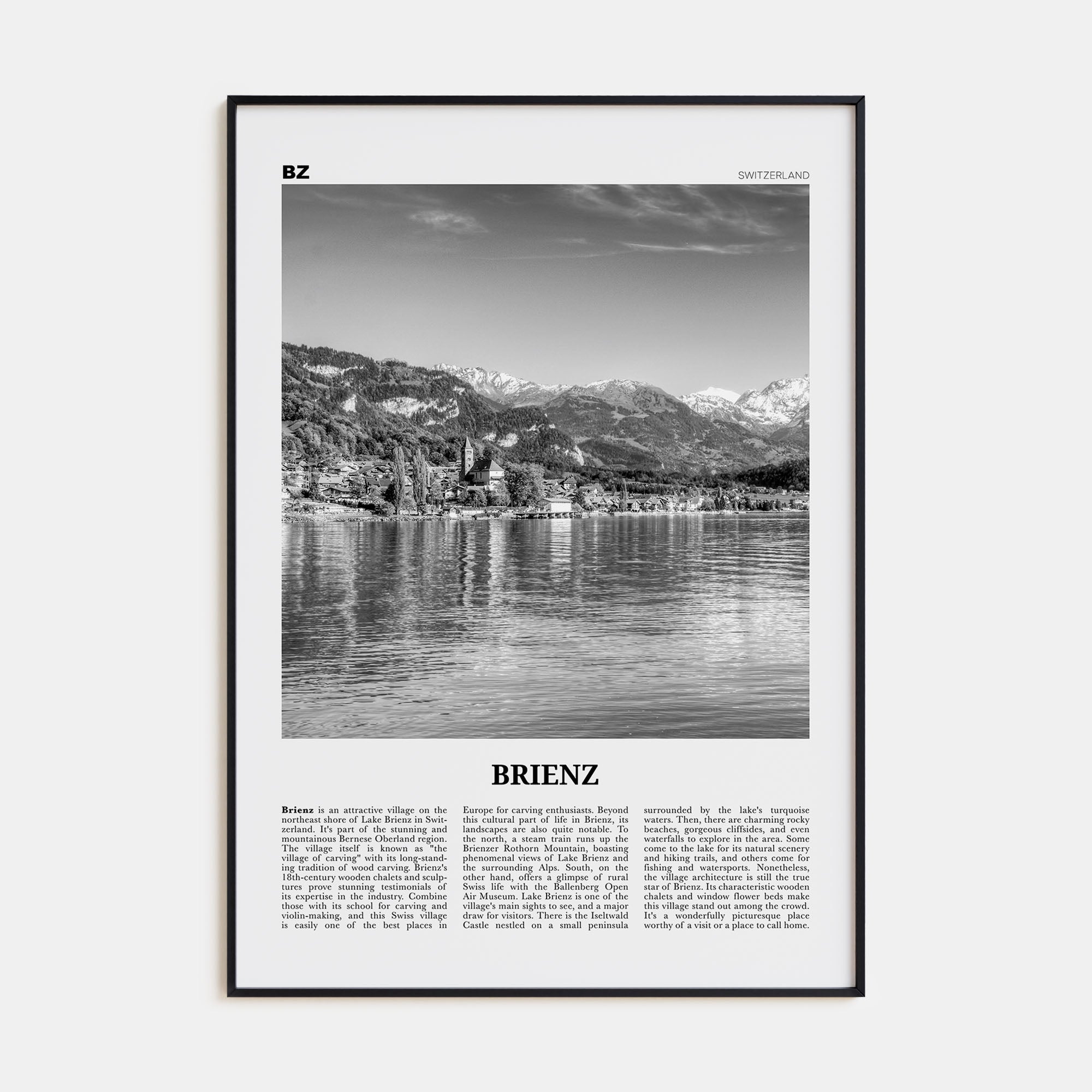 Brienz Travel B&W Poster