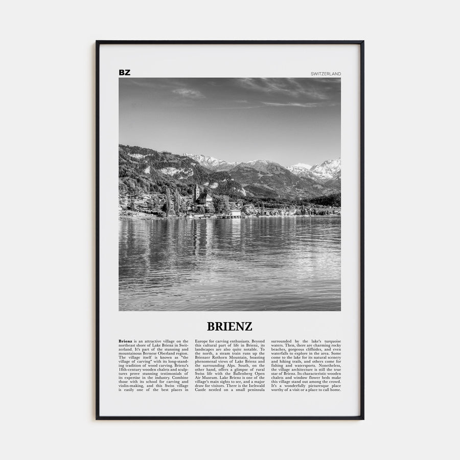 Brienz Travel B&W Poster