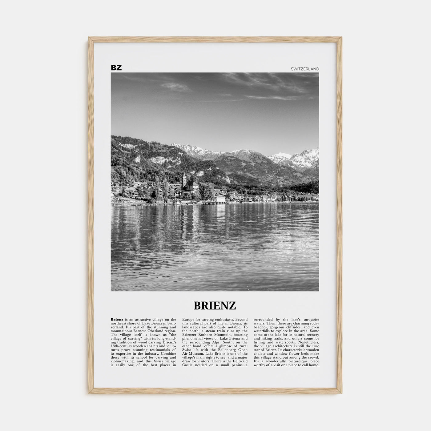Brienz Travel B&W Poster
