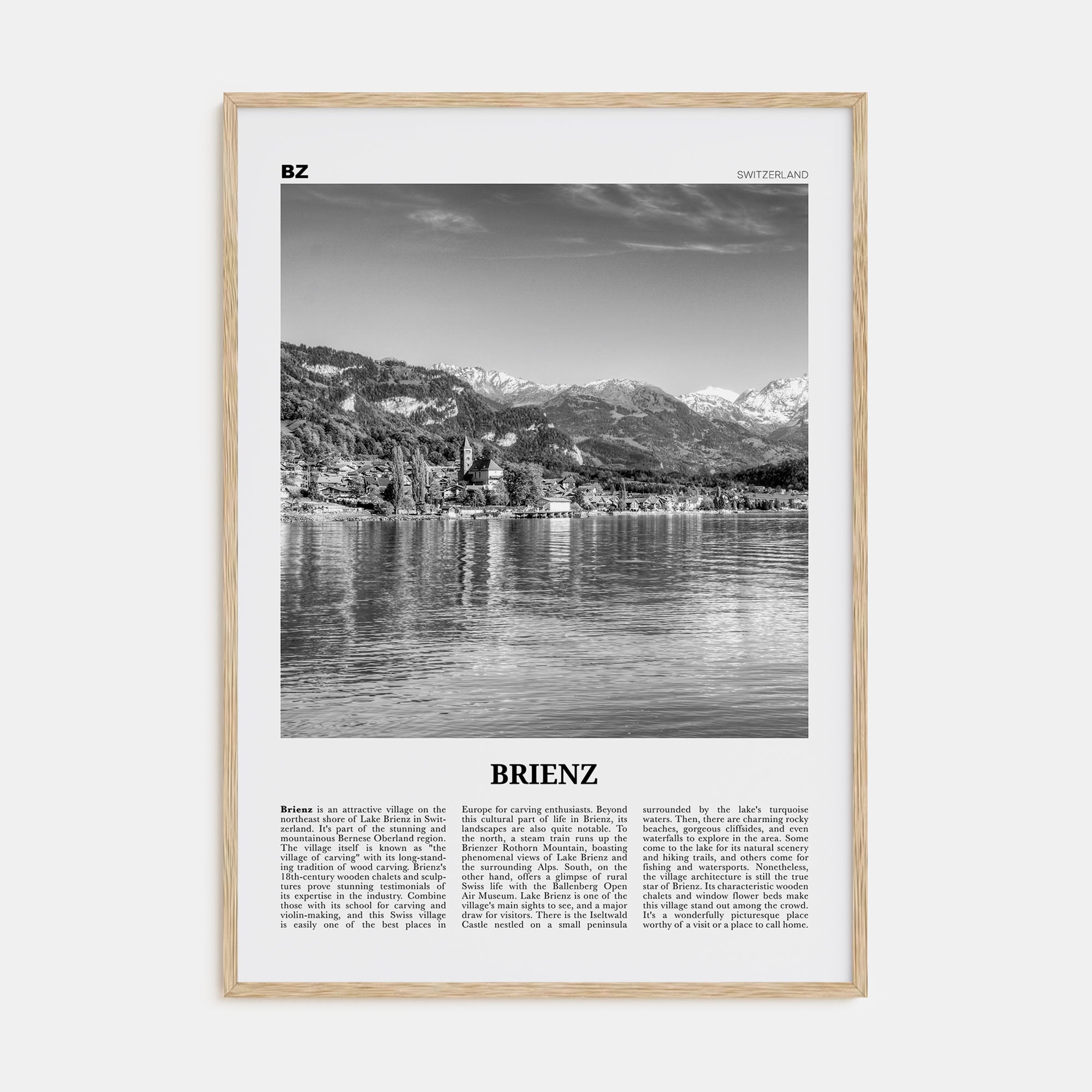 Brienz Travel B&W Poster