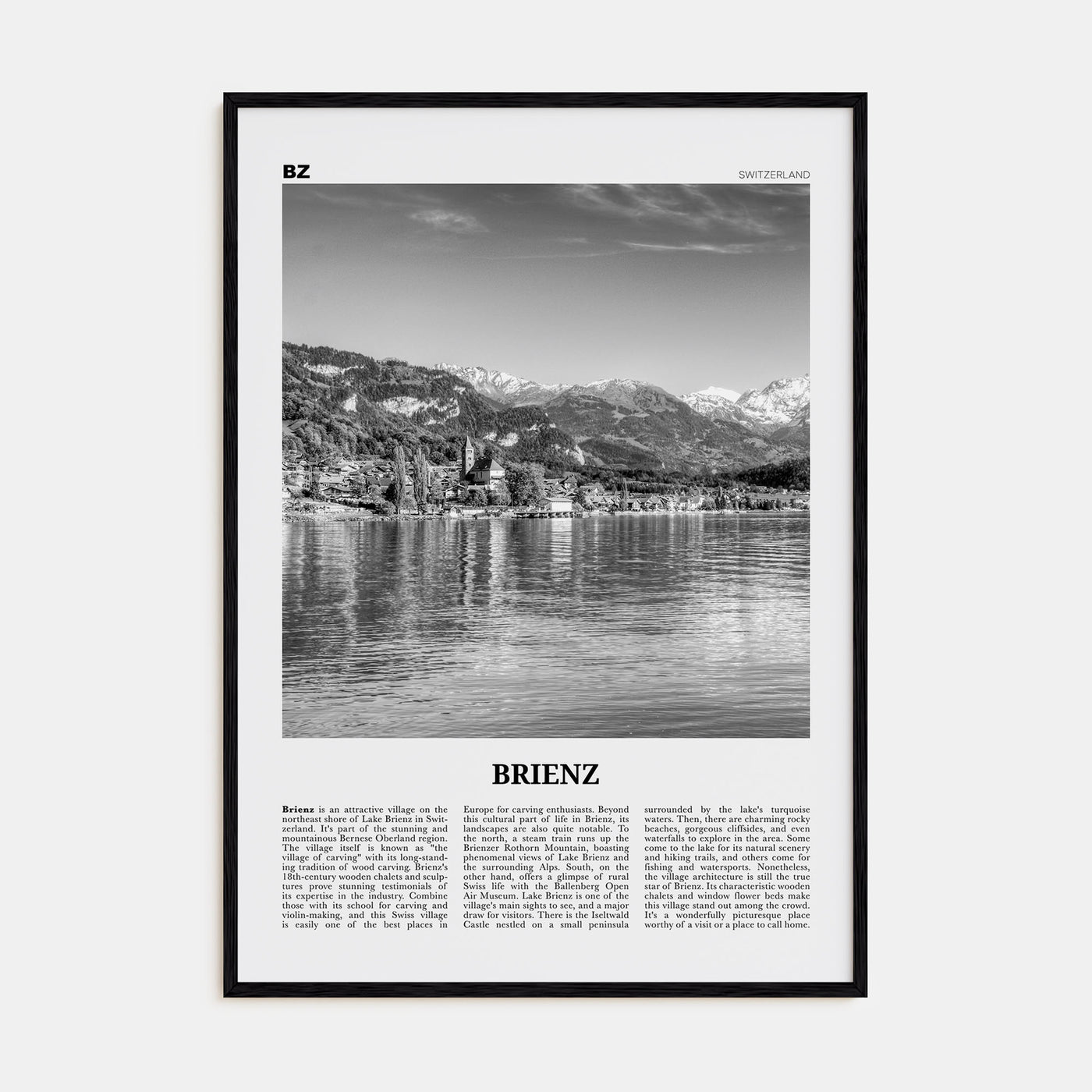 Brienz Travel B&W Poster