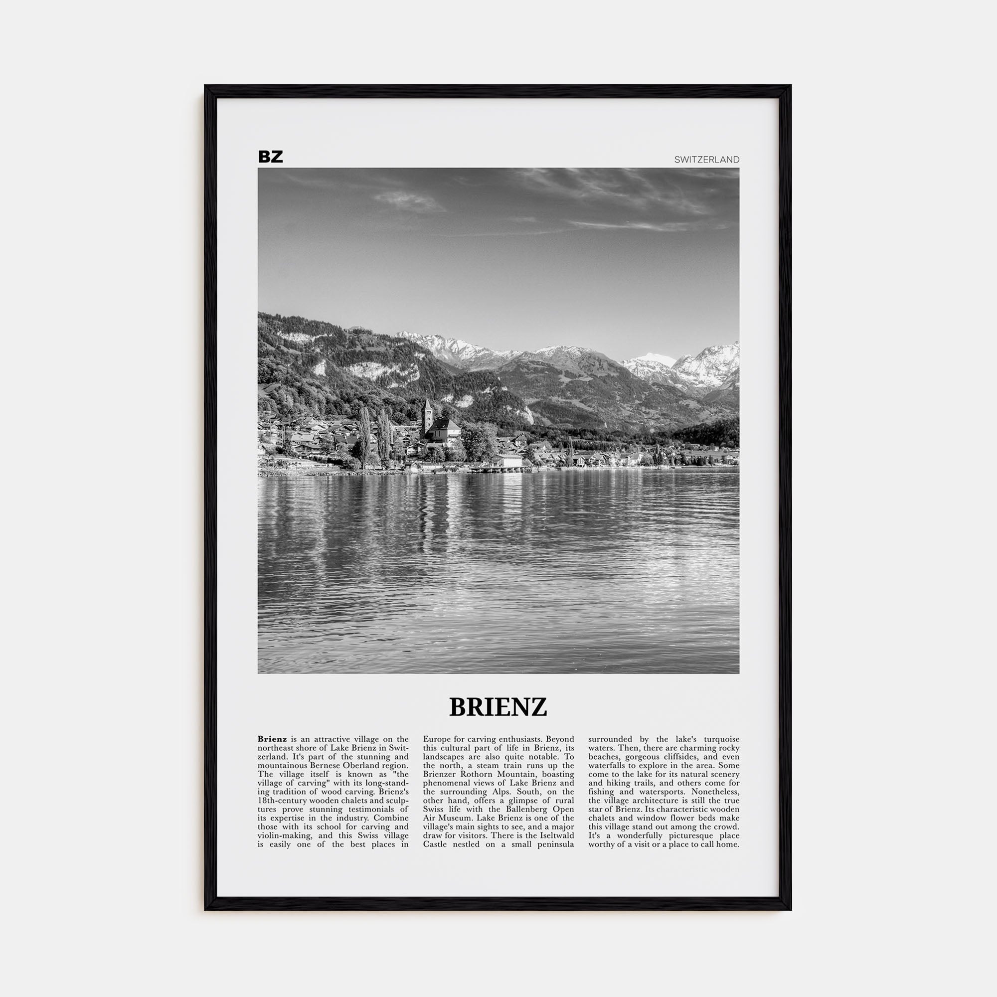 Brienz Travel B&W Poster