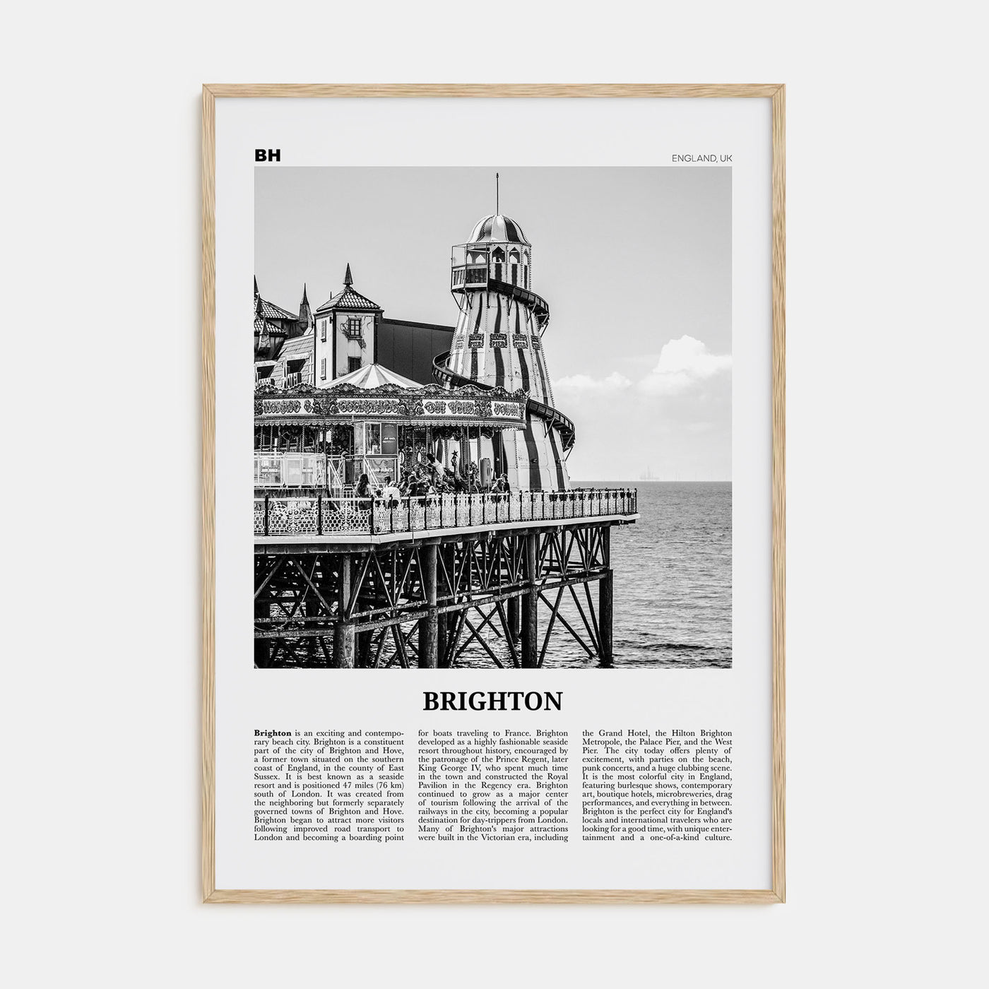 Brighton Travel B&W Poster