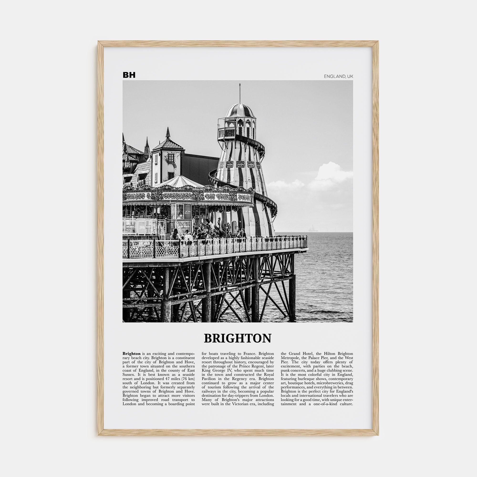 Brighton Travel B&W Poster
