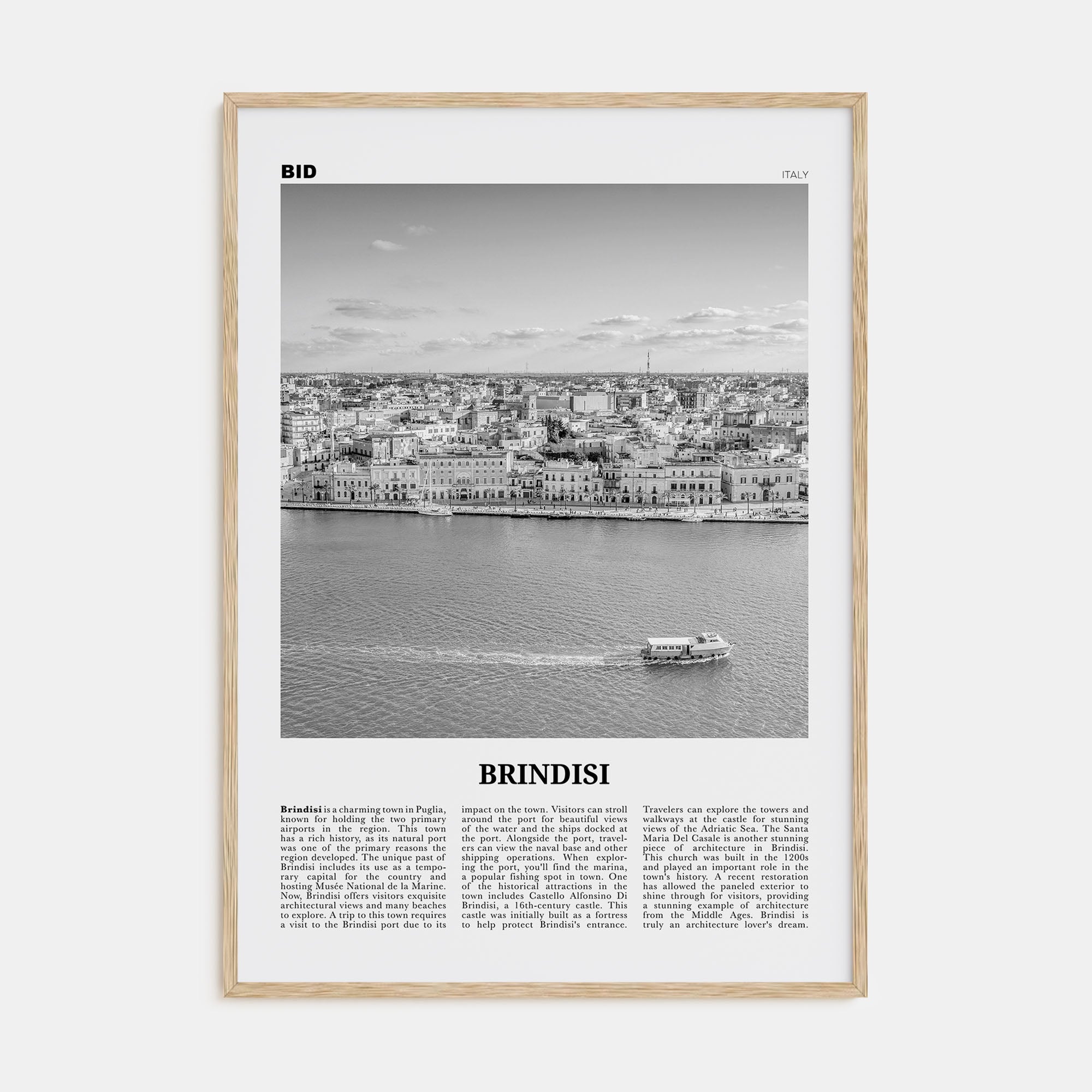 Brindisi Travel B&W Poster