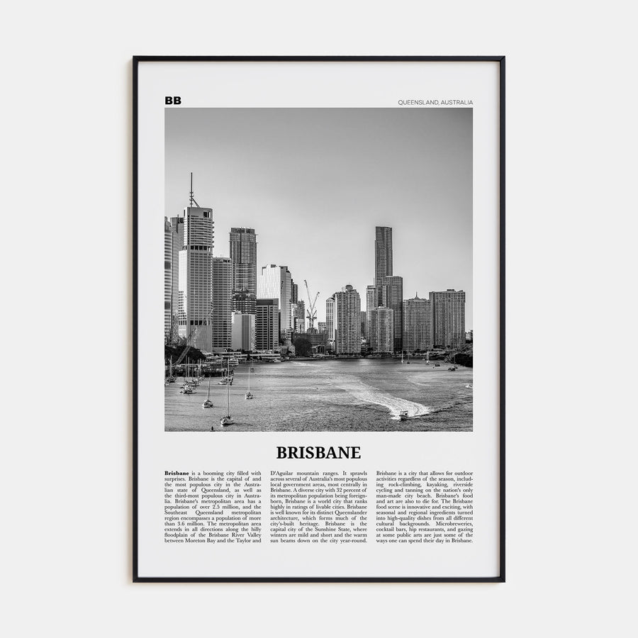 Brisbane Travel B&W No 1 Poster