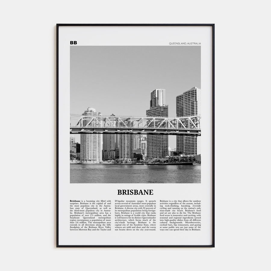 Brisbane Travel B&W No 2 Poster