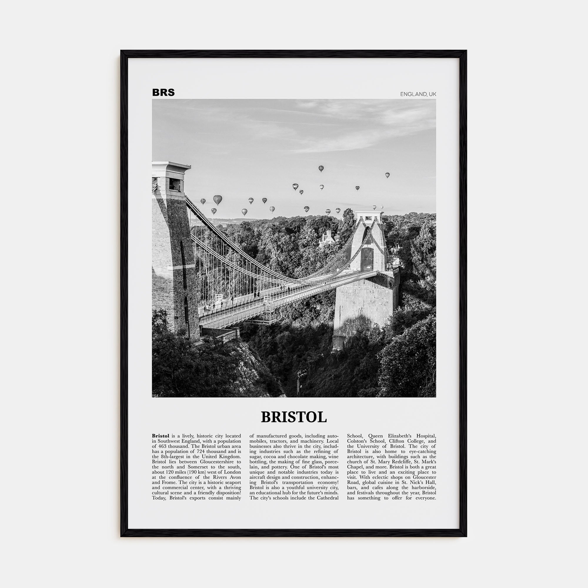 Bristol Travel B&W No 1 Poster