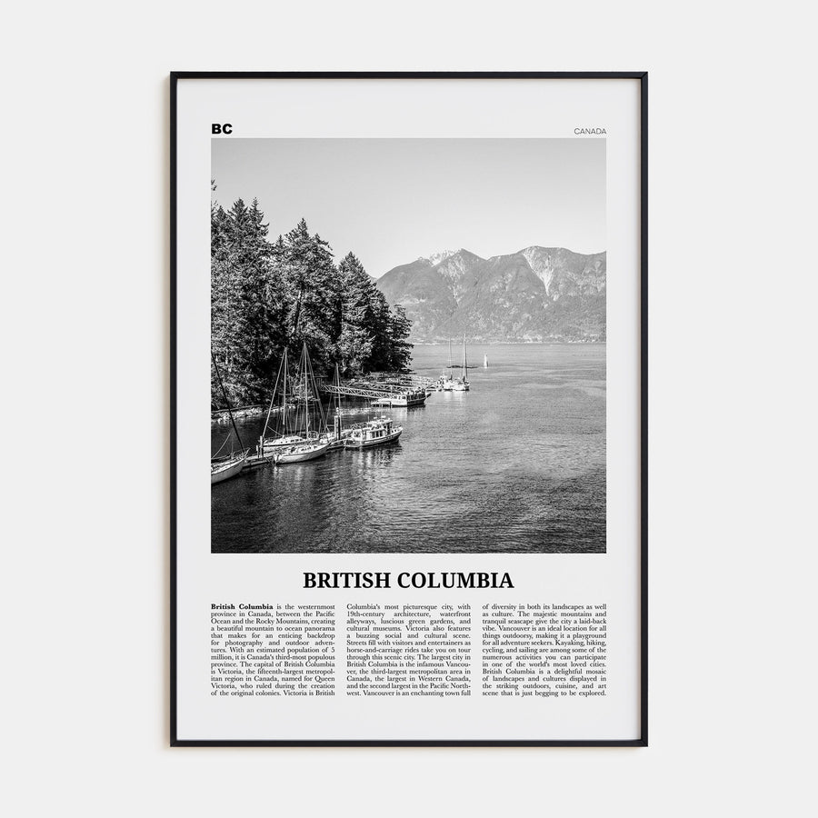 British Columbia Travel B&W Poster